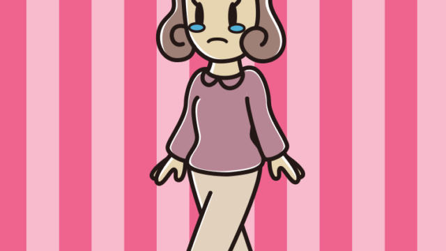 泣きながら歩く女子大学生のイラスト【色、背景あり】PNG