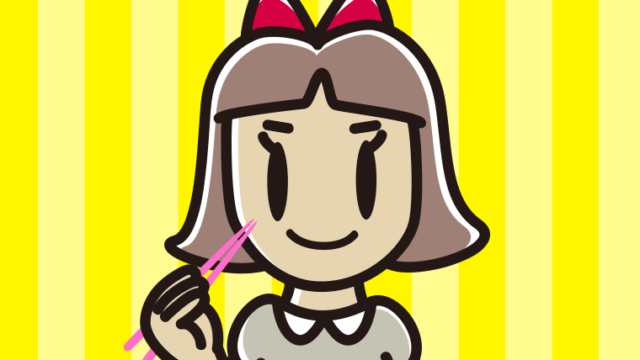 食事をする小学生女子のイラスト【色、背景あり】PNG