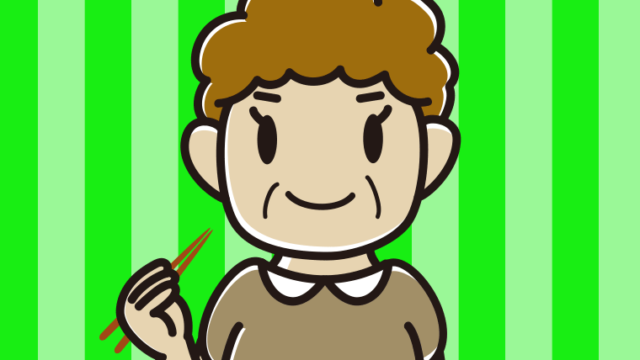 食事をするおばさんのイラスト【色、背景あり】PNG