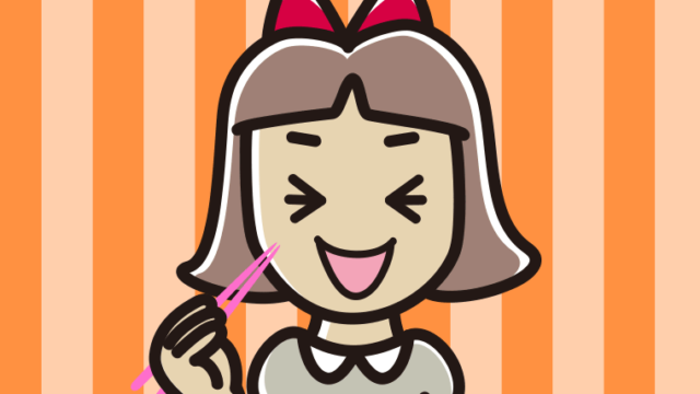 笑いながら食事をする小学生女子のイラスト【色、背景あり】PNG