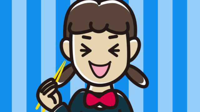 笑いながら食事をする女子中学生のイラスト【色、背景あり】PNG