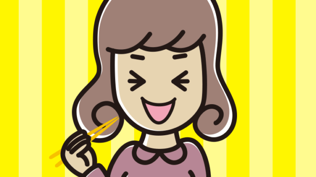 笑いながら食事をする女子大学生のイラスト【色、背景あり】PNG