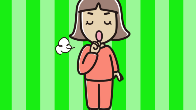 咳払いする部屋着の小学生女子のイラスト【色、背景あり】PNG