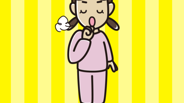 咳払いする部屋着の女子中学生のイラスト【色、背景あり】PNG