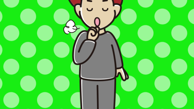 咳払いする部屋着の男子大学生のイラスト【色、背景あり】PNG