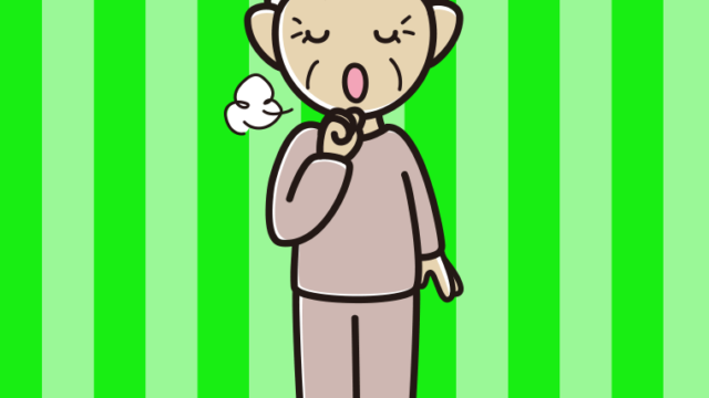 咳払いする部屋着のおばあさんのイラスト【色、背景あり】PNG