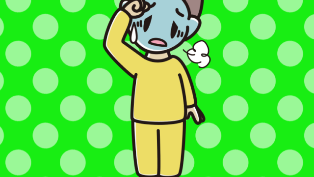 具合が悪い部屋着の男子中学生のイラスト【色、背景あり】PNG