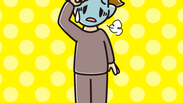 具合が悪い部屋着の男子高校生のイラスト【色、背景あり】PNG