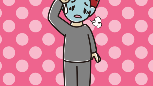 具合が悪い部屋着の男子大学生のイラスト【色、背景あり】PNG