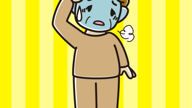 具合が悪い部屋着のおばさんのイラスト【色、背景あり】PNG