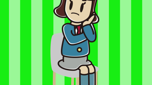 椅子で考える女子高校生のイラスト【色、背景あり】PNG