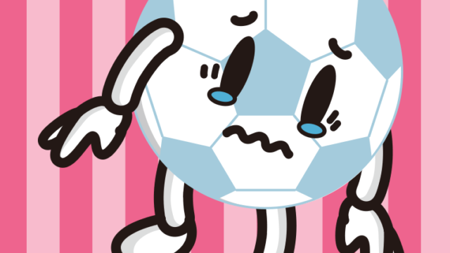 泣くサッカーボールちゃんのイラスト【色、背景あり】PNG