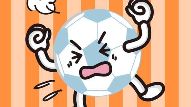 カンカンに怒るサッカーボールちゃんのイラスト【色、背景あり】PNG