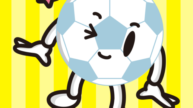 ウインクするサッカーボールちゃんのイラスト【色、背景あり】PNG