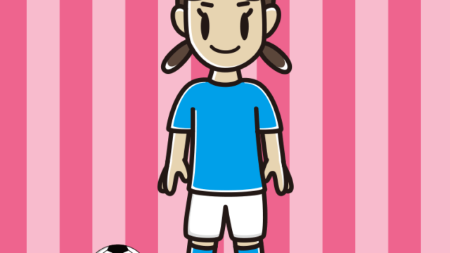 サッカーのユニフォームを着た女子中学生のイラスト【色、背景あり】PNG
