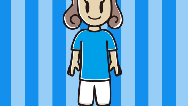 サッカーのユニフォームを着た女子大学生のイラスト【色、背景あり】PNG