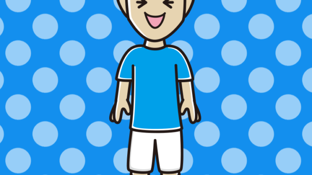 笑うサッカーのユニフォーム姿の男性のイラスト【色、背景あり】PNG