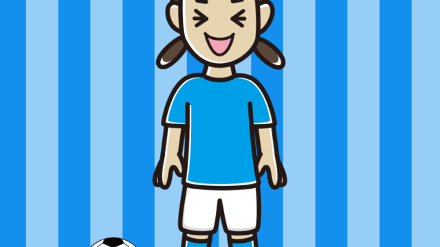 笑うサッカーのユニフォーム姿の女子中学生のイラスト【色、背景あり】PNG