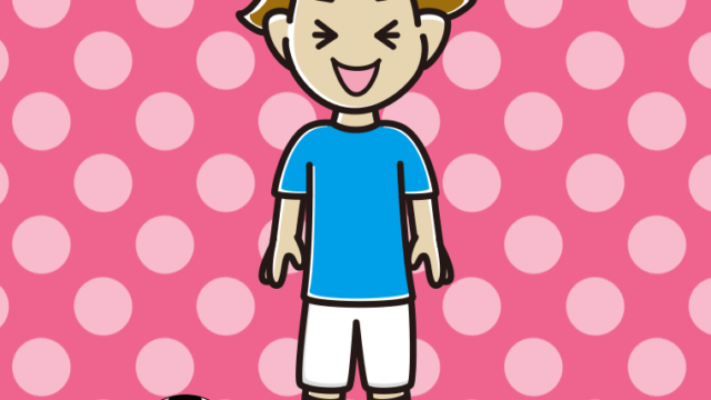 笑うサッカーのユニフォーム姿の男子高校生のイラスト【色、背景あり】PNG