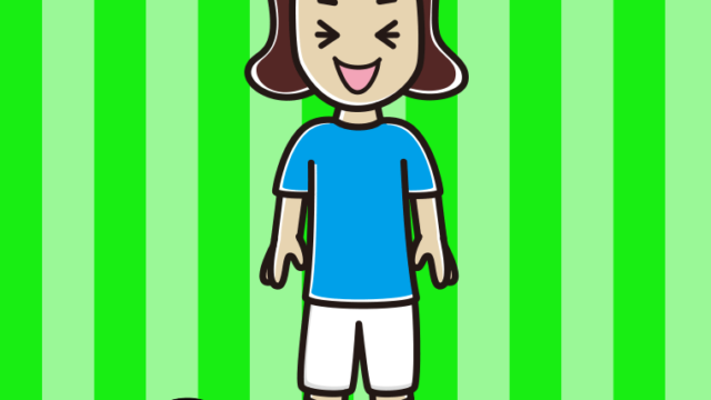 笑うサッカーのユニフォーム姿の女子高校生のイラスト【色、背景あり】PNG