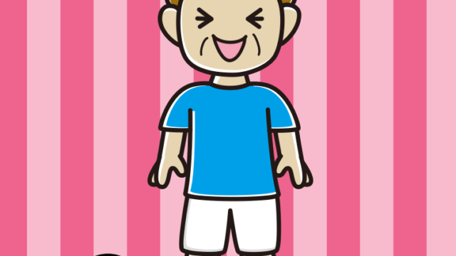 笑うサッカーのユニフォーム姿のおばさんのイラスト【色、背景あり】PNG