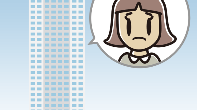 タワーマンションで困る小学生女子のイラスト【色、背景あり】PNG