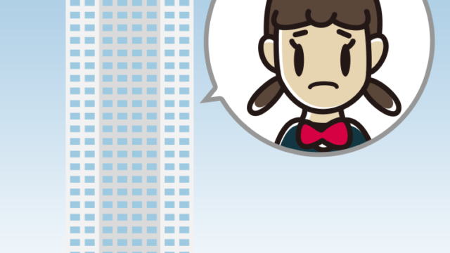 タワーマンションで困る女子中学生のイラスト【色、背景あり】PNG