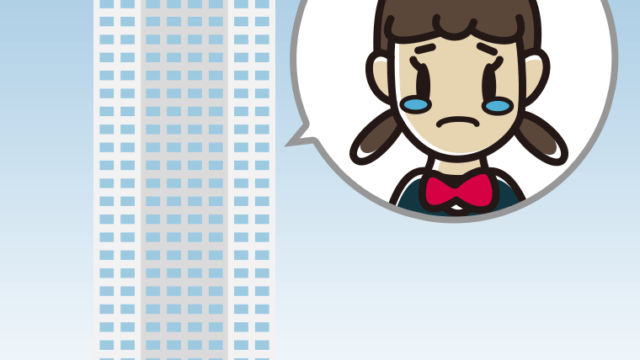 タワーマンションで泣く女子中学生のイラスト【色、背景あり】PNG