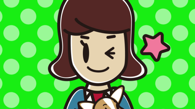 犬を抱いてウインクする女子高校生のイラスト【色、背景あり】PNG