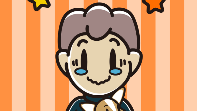 犬を抱いてジーンとする男子中学生のイラスト【色、背景あり】PNG