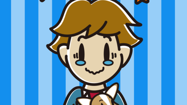 犬を抱いてジーンとする男子高校生のイラスト【色、背景あり】PNG