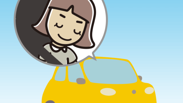 車でお辞儀する小学生女子のイラスト【色、背景あり】PNG