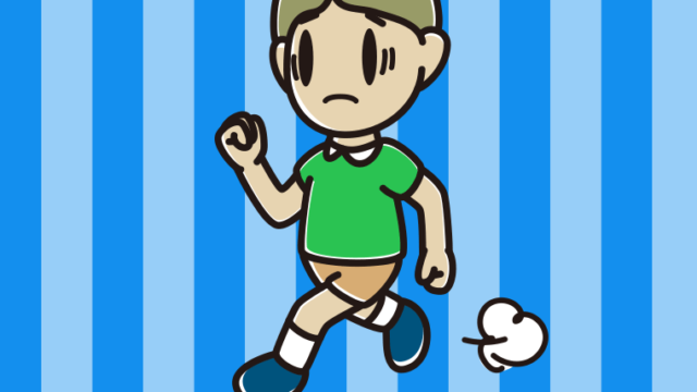 困って走る小学生男子のイラスト【色、背景あり】PNG