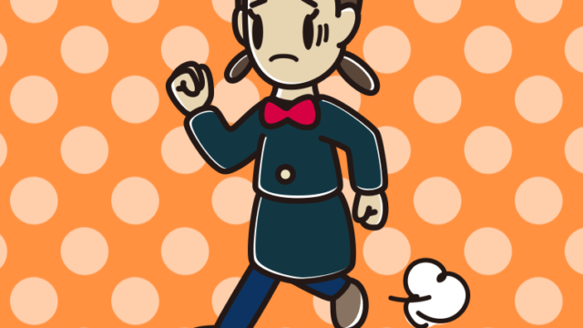 困って走る女子中学生のイラスト【色、背景あり】PNG