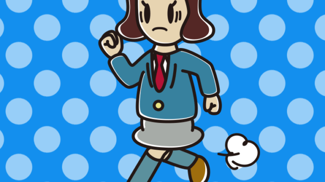 困って走る女子高校生のイラスト【色、背景あり】PNG