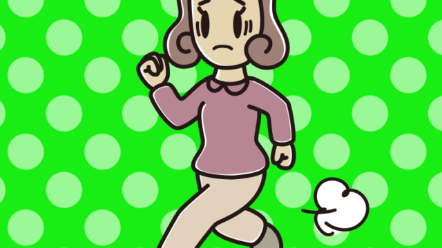 困って走る女子大学生のイラスト【色、背景あり】PNG