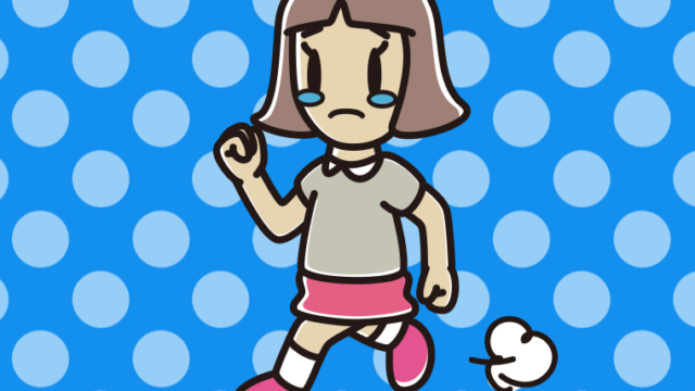 泣きながら走る小学生女子のイラスト【色、背景あり】PNG