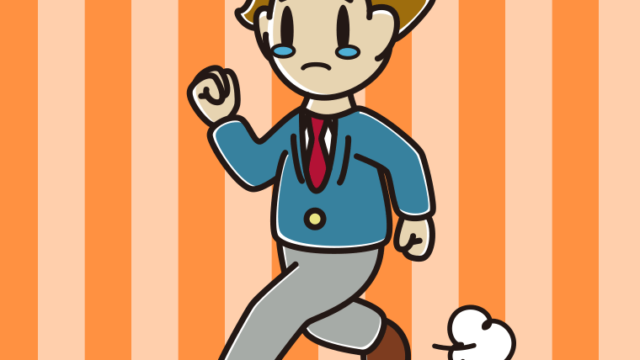 泣きながら走る男子高校生のイラスト【色、背景あり】PNG