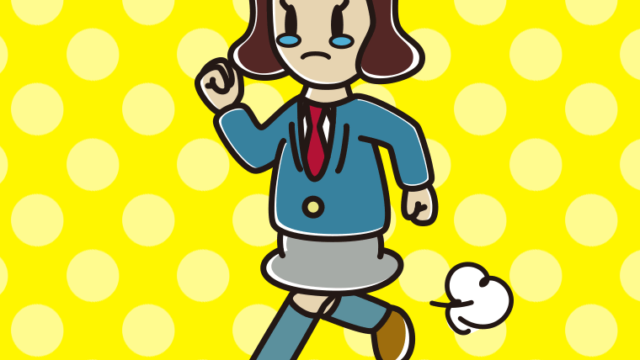 泣きながら走る女子高校生のイラスト【色、背景あり】PNG