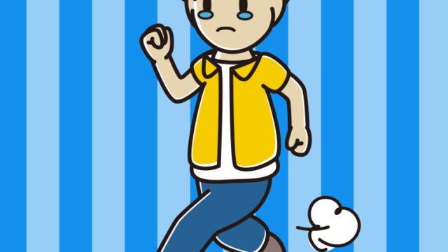 泣きながら走る男子大学生のイラスト【色、背景あり】PNG