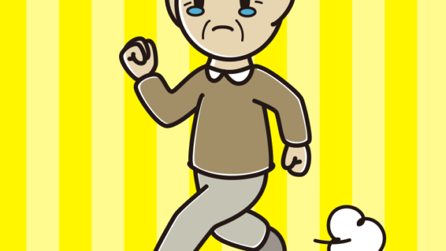 泣きながら走るおじいさんのイラスト【色、背景あり】PNG