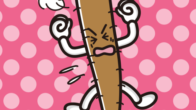 カンカンに怒るごぼうちゃんのイラスト【色、背景あり】PNG