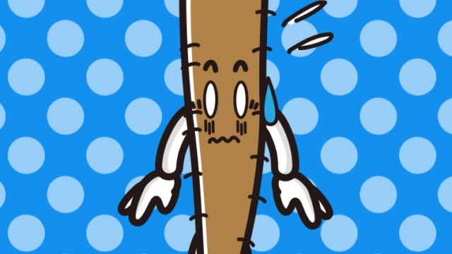 ショックを受けるごぼうちゃんのイラスト【色、背景あり】PNG