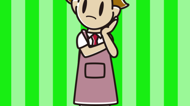 考えるエプロン姿の男子高校生のイラスト【色、背景あり】PNG