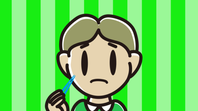 食事中に困る小学生男子のイラスト【色、背景あり】PNG