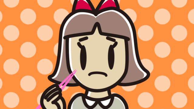 食事中に困る小学生女子のイラスト【色、背景あり】PNG