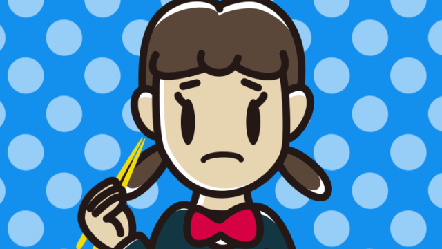 食事中に困る女子中学生のイラスト【色、背景あり】PNG