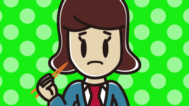 食事中に困る女子高校生のイラスト【色、背景あり】PNG