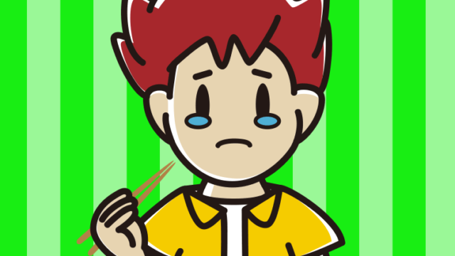 泣きながら食事をする男子大学生のイラスト【色、背景あり】PNG