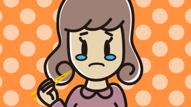 泣きながら食事をする女子大学生のイラスト【色、背景あり】PNG